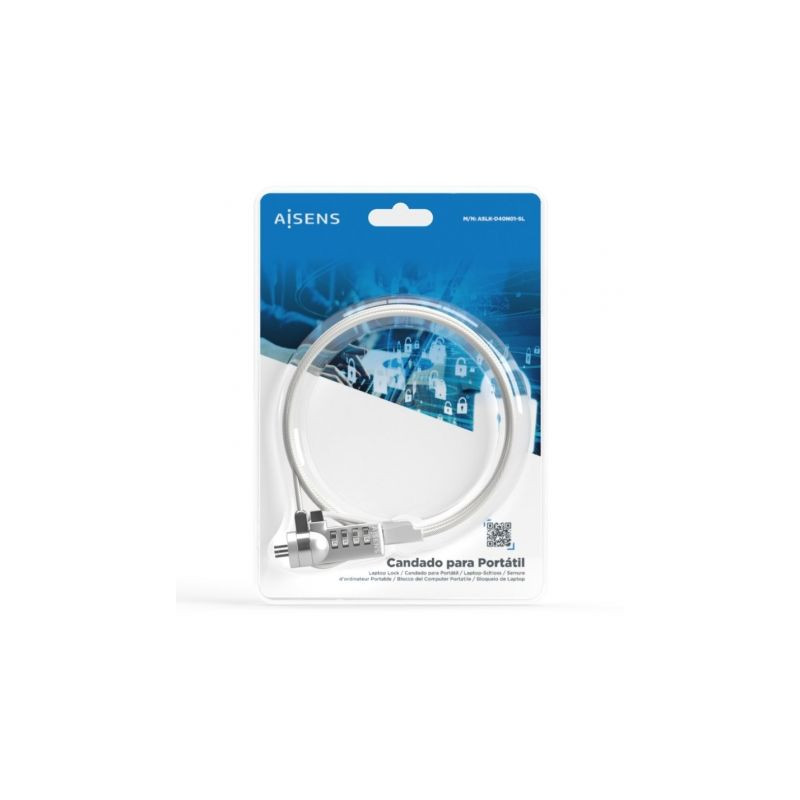 Cable de seguridad para portátiles aisens aslk-d40n01-sl/ 1.5m
