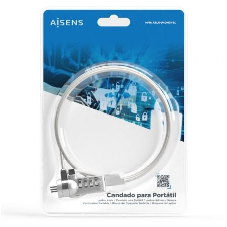 Cable de seguridad para portátiles aisens aslk-d40n01-sl/ 1.5m