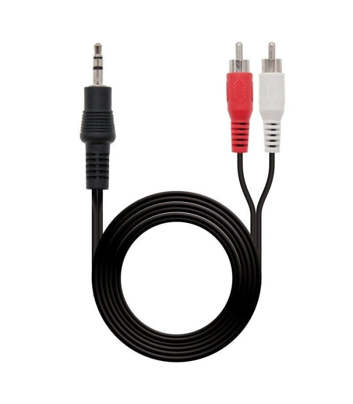 Cable estéreo nanocable 10.24.0305/ jack 3.5 macho - 2x rca macho/ 5m/ negro