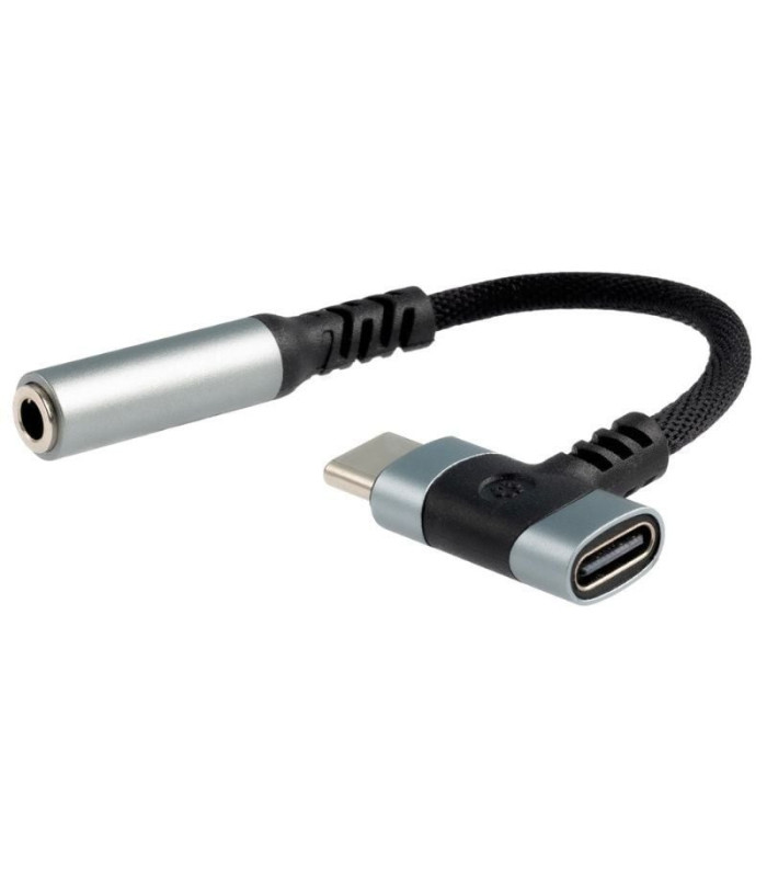 Cable conversor audio nanocable 10.24.1207/ usb tipo-c macho - jack 3.5/ usb tipo-c hembra/ 10cm/ negro