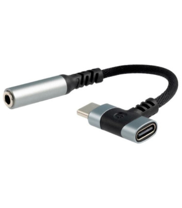 Cable conversor audio nanocable 10.24.1207/ usb tipo-c macho - jack 3.5/ usb tipo-c hembra/ 10cm/ negro