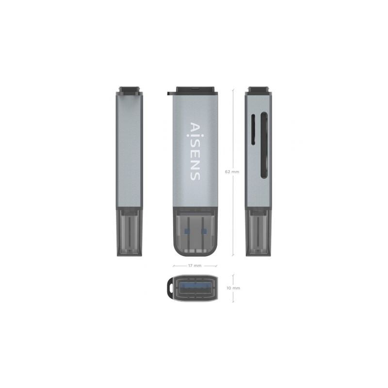 Lector de tarjetas externo aisens ascr-2a09-gr/ usb 3.1