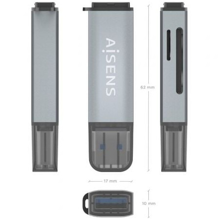 Lector de tarjetas externo aisens ascr-2a09-gr/ usb 3.1