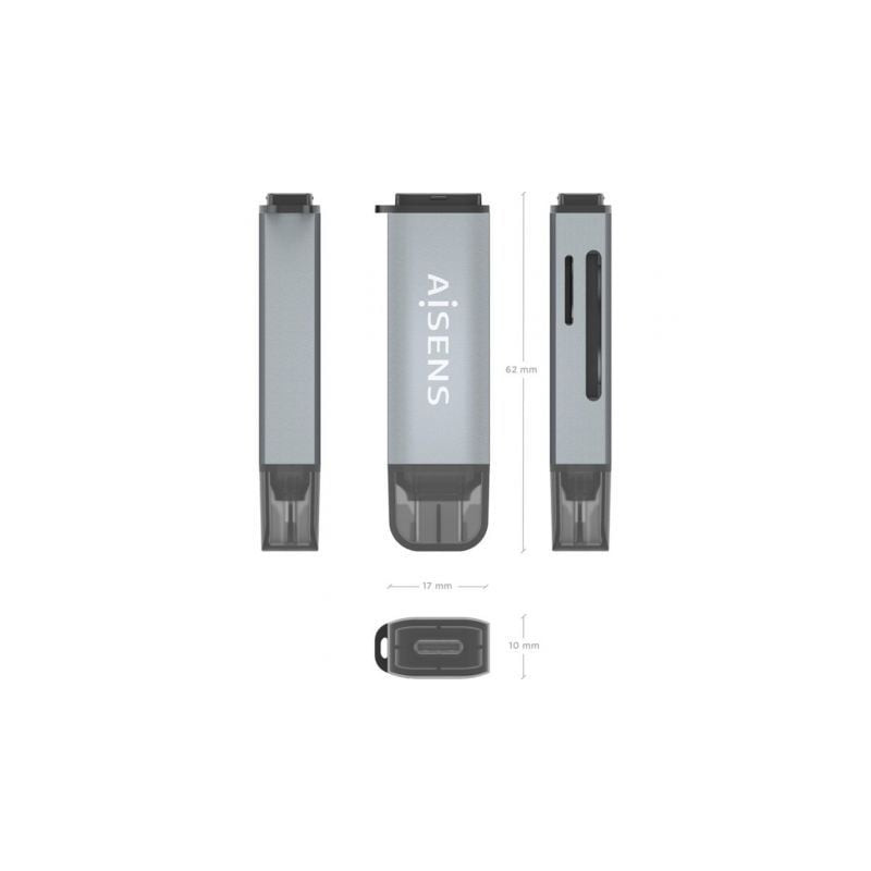 Lector de tarjetas externo aisens ascr-2c10-gr/ usb 3.1