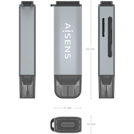 Lector de tarjetas externo aisens ascr-2c10-gr/ usb 3.1