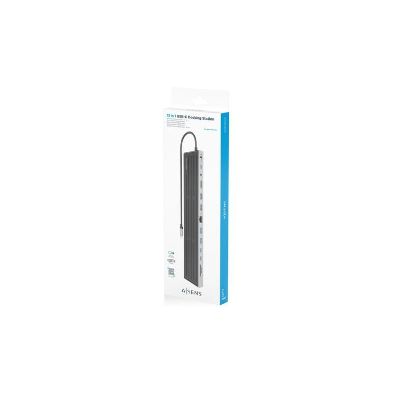 Docking usb tipo-c aisens asuc-13p042-gr/ 2xusb tipo-c/ 1xusb tipo-c pd/ 2xusb/ 2xhdmi/ 1xdisplayport/ 1xlector de tarjetas/