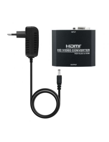 Conversor nanocable 10.16.2101-bk/ hdmi hembra - vga hembra/ jack 3.5 hembra/ 15cm/ negro