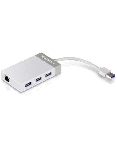 Hub usb 3.0 trendnet tu3-etgh3/ 3xusb/ 1xrj45/ blanco y gris