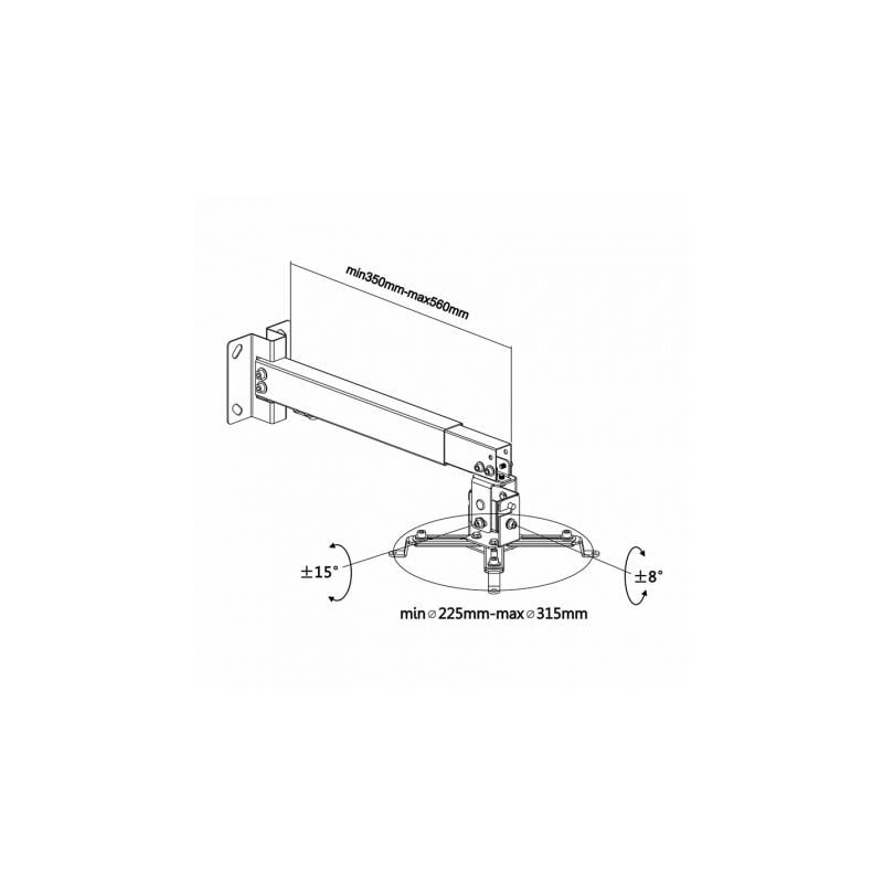 Soporte de techo/ pared para proyector aisens cwp01tse-049/ inclinable/ extensible/ hasta 20kg