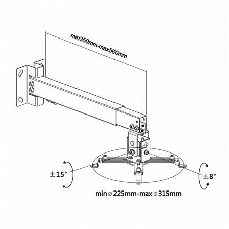 Soporte de techo/ pared para proyector aisens cwp01tse-049/ inclinable/ extensible/ hasta 20kg