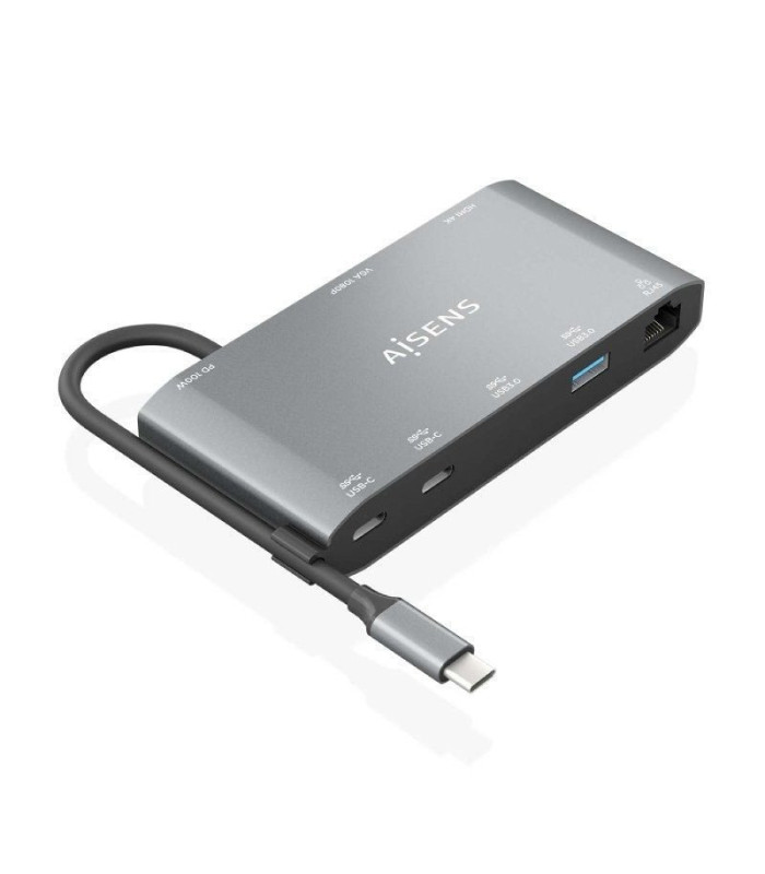Docking usb tipo-c aisens asuc-8p010-gr/ 1xhdmi 4k/ 1xvga/ 2xusb/ 1xrj45/ 2xusb tipo-c/ 1xusb tipo-c pd/ gris