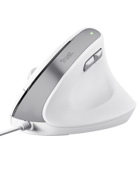 Ratón ergonómico trust bayo ii/ hasta 2400 dpi/ blanco