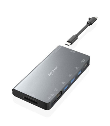 Docking usb tipo-c aisens asuc-8p015-gr/ 1xhdmi 4k/ 3xusb/ 1xrj45/ 1xlector tarjetas / 1xusb tipo-c/ gris