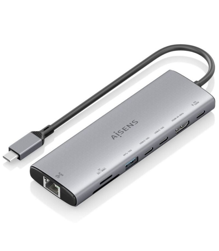 Docking usb tipo-c aisens asuc-8p033-gr/ 1xhdmi 4k/ 1xusb/ 2xusb tipo-c/ 1xrj45/ 1xlector tarjetas/ 1xusb tipo-c pd/ gris