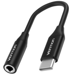 Conversor vention bihba/ jack 3.5 hembra - usb tipo-c macho/ 10cm/ negro