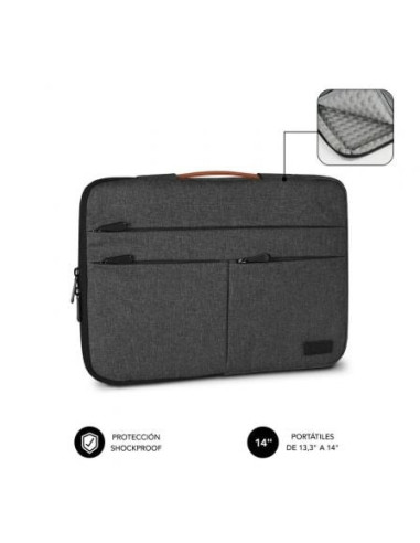 Funda subblim air padding 360 sleeve para portátiles hasta 14'/ gris oscuro