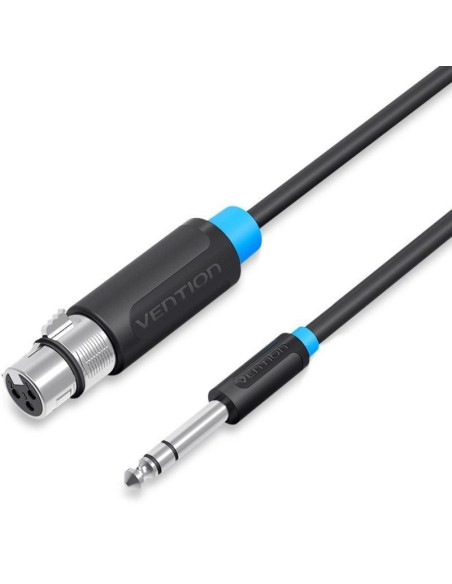 Cable estéreo vention bbebf/ jack 6.5 macho - xlr hembra/ 1m/ negro