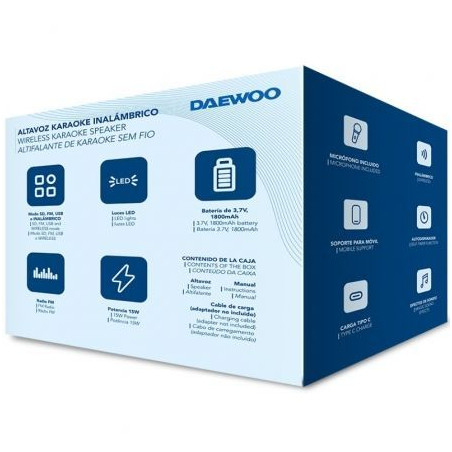 Altavoz con bluetooth daewoo karaoke dw3008/ 15w/ 1.0