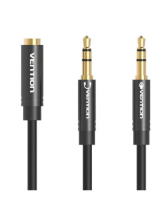 Cable estéreo vention bboby/ 2x jack 3.5 macho - jack 3.5 hembra/ 30cm/ negro