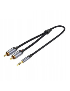 Cable estéreo vention bcnbi/ jack 3.5 macho - 2x rca macho/ 3m/ gris