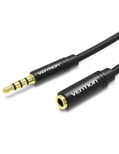 Cable estéreo vention bhbbg/ jack 3.5 macho - jack 3.5 hembra/ 1.5m/ negro