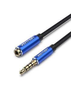 Cable estéreo vention bhclh/ jack 3.5 macho - jack 3.5 hembra/ 2m/ azul