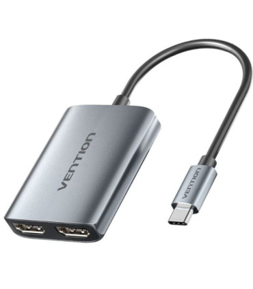 Cable conversor vention aczhb/ usb tipo-c macho - 2x hdmi macho/ gris
