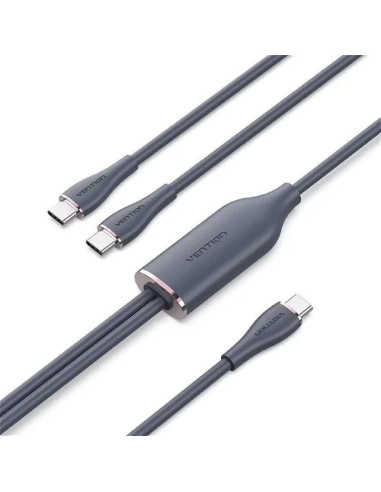 Cable usb 2.0 tipo-c vention ctmbg/ usb tipo-c macho - 2 x usb tipo-c macho/ hasta 100w/ 480mbps/ 1.5m/ negro