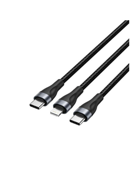 Cable usb tipo-c vention h17bav/ usb tipo-c macho - lightning macho/ usb tipo-c macho/ 60w/ 480mbps/ 1.2m/ negro