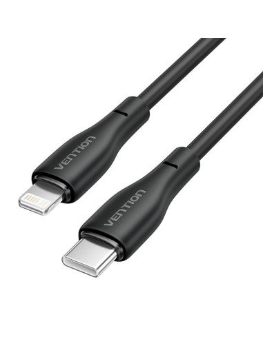 Cable usb tipo-c lightning vention h28bf/ usb tipo-c macho - lightning macho/ 27w/ 480mbps/ 1m/ negro