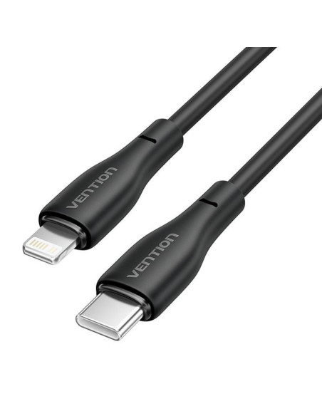 Cable usb tipo-c lightning vention h28bf/ usb tipo-c macho - lightning macho/ 27w/ 480mbps/ 1m/ negro