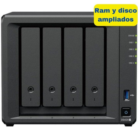 Nas synology diskstation ds425+/ 4 bahías 3.5'- 2.5'/ 6gb ddr4/ 16tb/ formato torre
