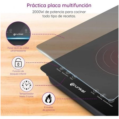 Placa de inducción grunkel pin-2000/ 1 placa de 180mm/ 2000w