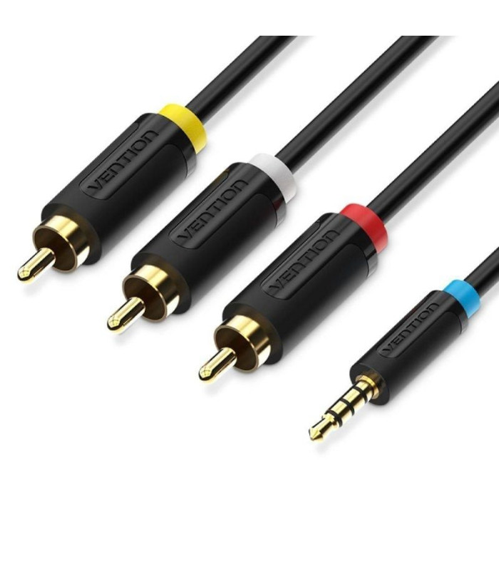 Cable estéreo vention bcbbg/ jack 3.5 macho - 3x rca macho/ 1.5m/ negro