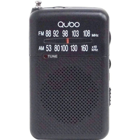 Radio portátil qubo r-s1/ con cable/ a pilas/ negra