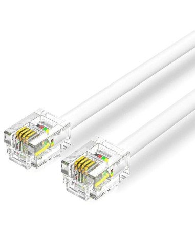 Cable de teléfono rj11 6p4c vention iqbwl/ 10m/ blanco