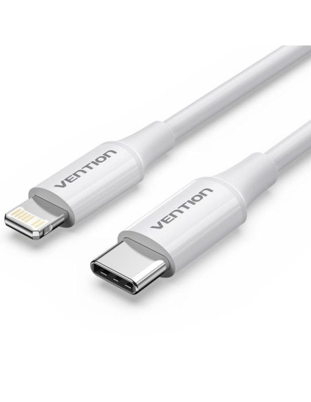 Cable usb 2.0 tipo-c lightning vention lajwf/ usb tipo-c macho - lightning macho/ hasta 27w/ 480mbps/ 1m/ blanco