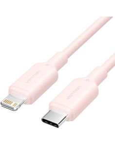 Cable usb 2.0 tipo-c lightning vention lakpf/ usb tipo-c macho - lightning macho/ hasta 27w/ 480mbps/ 1m/ rosa