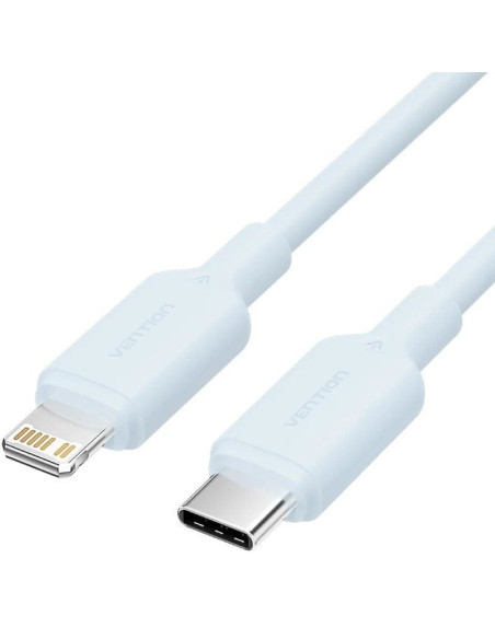 Cable usb 2.0 tipo-c lightning vention laksh/ usb tipo-c macho - lightning macho/ hasta 27w/ 480mbps/ 2m/ azul