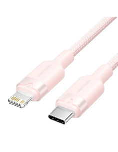 Cable usb tipo-c lightning vention lalpf/ usb tipo-c macho - lightning macho/ 27w/ 480mbps/ 1m/ rosa