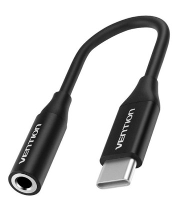 Conversor vention bihba/ jack 3.5 hembra - usb tipo-c macho/ 10cm/ negro