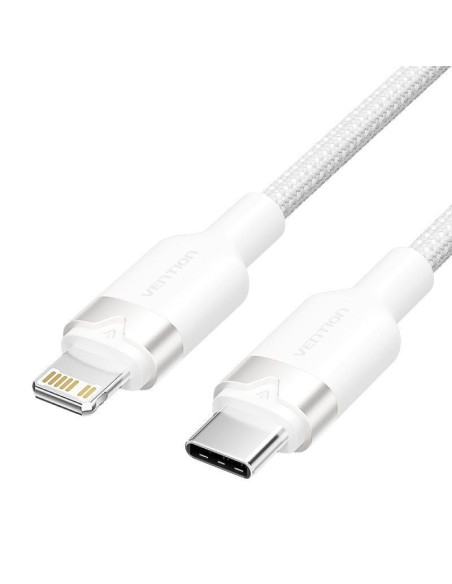 Cable usb tipo-c lightning vention lalwh/ usb tipo-c macho - lightning macho/ 27w/ 480mbps/ 2m/ blanco