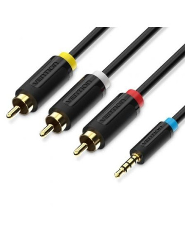 Cable estéreo vention bcbbg/ jack 3.5 macho - 3x rca macho/ 1.5m/ negro