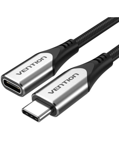 Cable alargador usb 3.1 tipo-c vention tabhf/ usb tipo-c macho - usb tipo-c hembra/ hasta 60w/ 5gbps/ 1m/ gris