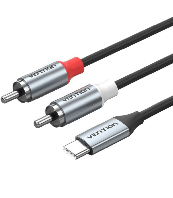 Cable estéreo vention bikhh/ usb tipo-c macho - 2x rca macho/ 2m/ gris