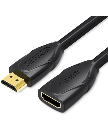 Cable alargador hdmi vention vaa-b06-b100/ hdmi macho - hdmi hembra/ 1m/ negro