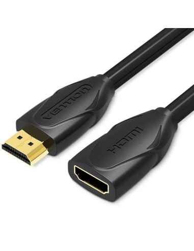 Cable alargador hdmi vention vaa-b06-b150/ hdmi macho - hdmi hembra/ 1.5m/ negro