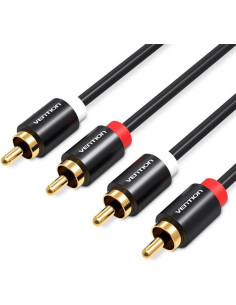 Cable estéreo vention vab-r06-b200/ 2x rca macho - 2x rca macho/ 2m/ negro