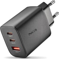 Cargador de Pared GaN NGS Era 65W/ 2xUSB Tipo-C/ 1xUSB/ 65W