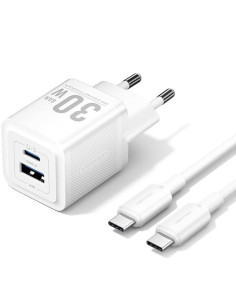 Cargador gan de pared vention tz-feqw0-eu-01/ 1xusb tipo-c/ 1xusb + cable usb tipo-c/ 30w